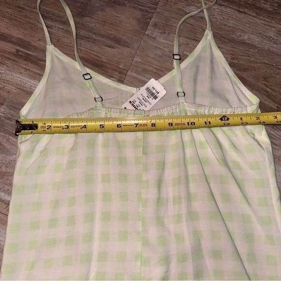 Nwt Live to be spoiled green -white checkered pattern  mini slip dress sz XS + S - Picture 3 of 7